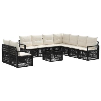 Gartensofa-set 10 stk. Schwarz Poly-Rattan
