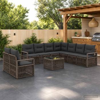 ARDEBO.de - Gartensofa-set 10 stk. Grau Poly-Rattan