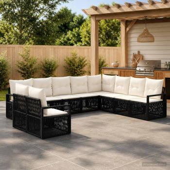 ARDEBO.de - Gartensofa-set 10 stk. Schwarz Poly-Rattan