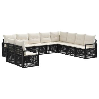 Gartensofa-set 10 stk. Schwarz Poly-Rattan