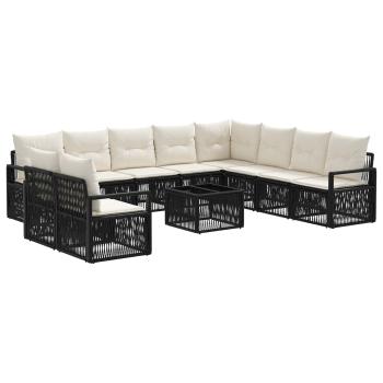 Gartensofa-set 11 stk. Schwarz Poly-Rattan