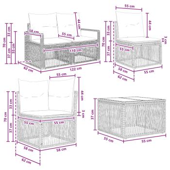 Gartensofa-set 11 Stk. Grau Poly-Rattan