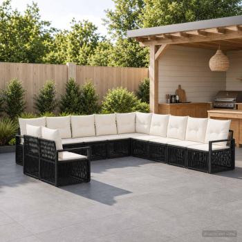ARDEBO.de - Gartensofa-set 11 stk. Schwarz Poly-Rattan