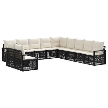 Gartensofa-set 11 stk. Schwarz Poly-Rattan
