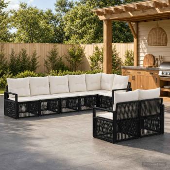 ARDEBO.de - Gartensofa-set 8 stk. Schwarz Poly-Rattan