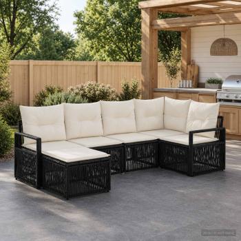 ARDEBO.de - Gartensofa-set 6 stk. Schwarz Poly-Rattan