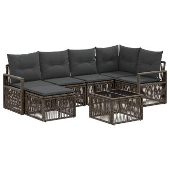 Gartensofa-set 7 Stk. Grau Poly-Rattan