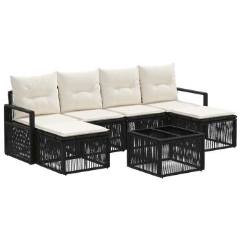 Gartensofa-set 7 stk. Schwarz Poly-Rattan