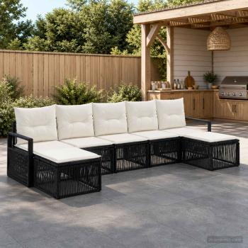 ARDEBO.de - Gartensofa-set 7 stk. Schwarz Poly-Rattan