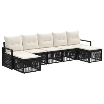 Gartensofa-set 7 stk. Schwarz Poly-Rattan
