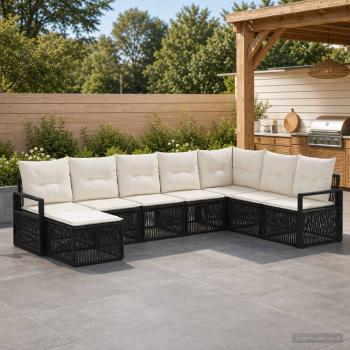 ARDEBO.de - Gartensofa-set 8 stk. Schwarz Poly-Rattan