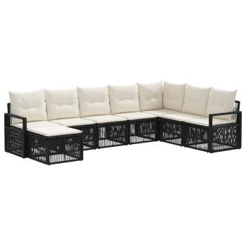 Gartensofa-set 8 stk. Schwarz Poly-Rattan