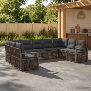 ARDEBO.de - Gartensofa-set 9 stk. Grau Poly-Rattan