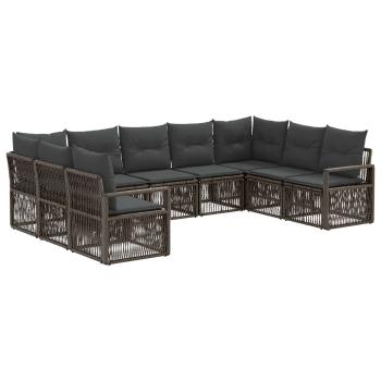 Gartensofa-set 9 stk. Grau Poly-Rattan