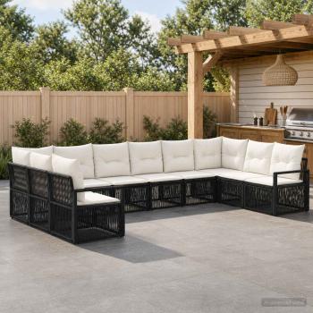 ARDEBO.de - Gartensofa-set 10 stk. Schwarz Poly-Rattan
