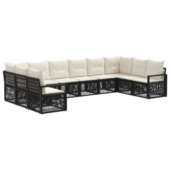 Gartensofa-set 10 stk. Schwarz Poly-Rattan