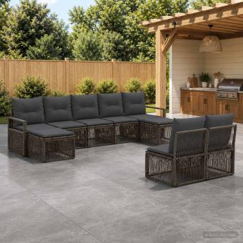 ARDEBO.de - Gartensofa-set 9 stk. Grau Poly-Rattan