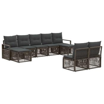 Gartensofa-set 9 stk. Grau Poly-Rattan