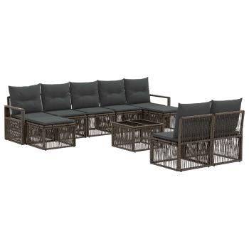 Gartensofa-set 10 Stk. Grau Poly-Rattan