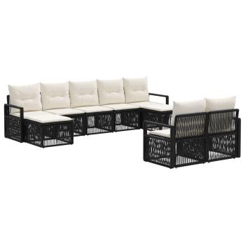 Gartensofa-set 9 stk. Schwarz Poly-Rattan