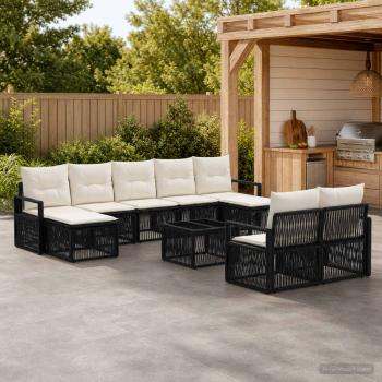 ARDEBO.de - Gartensofa-set 10 stk. Schwarz Poly-Rattan