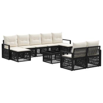 Gartensofa-set 10 stk. Schwarz Poly-Rattan