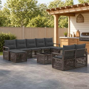 ARDEBO.de - Gartensofa-set 10 stk. Grau Poly-Rattan