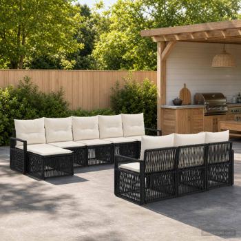 ARDEBO.de - Gartensofa-set 10 stk. Schwarz Poly-Rattan