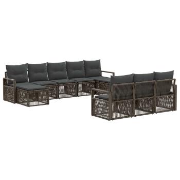 Gartensofa-set 10 stk. Grau Poly-Rattan