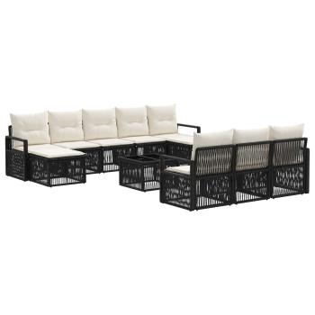 Gartensofa-set 11 stk. Schwarz Poly-Rattan