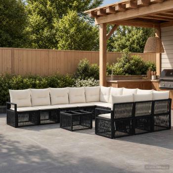 ARDEBO.de - Gartensofa-set 12 Stk. Schwarz Poly-Rattan