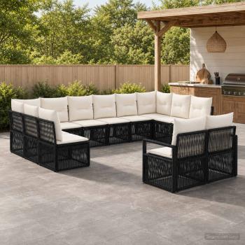 ARDEBO.de - Gartensofa-set 12 Stk. Schwarz Poly-Rattan