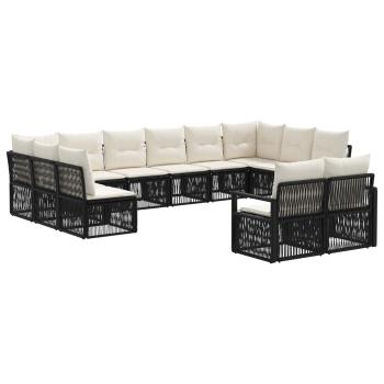 Gartensofa-set 12 Stk. Schwarz Poly-Rattan