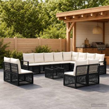 ARDEBO.de - Gartensofa-set 13 Stk. Schwarz Poly-Rattan