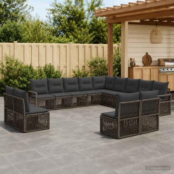 ARDEBO.de - Gartensofa-set 13 stk. Grau Poly-Rattan