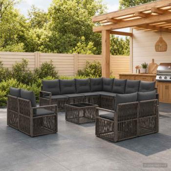 ARDEBO.de - Gartensofa-set 12 stk. Grau Poly-Rattan