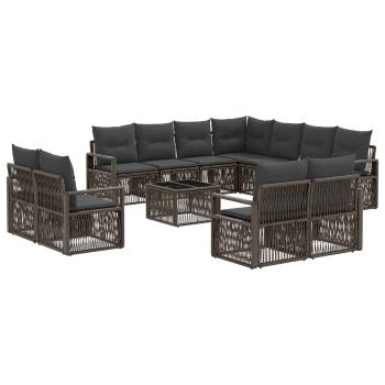 Gartensofa-set 12 stk. Grau Poly-Rattan