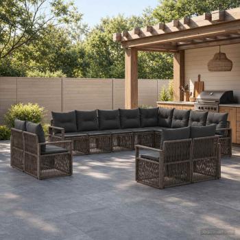 ARDEBO.de - Gartensofa-set 12 stk. Grau Poly-Rattan