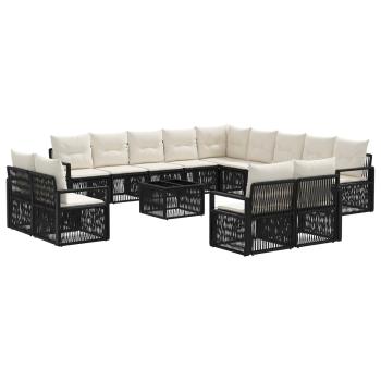 Gartensofa-set 14 Stk. Schwarz Poly-Rattan