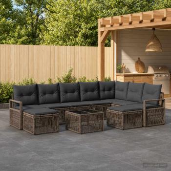 ARDEBO.de - Gartensofa-set 10 Stk. Grau Poly-Rattan