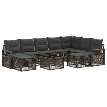 Gartensofa-set 10 Stk. Grau Poly-Rattan