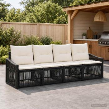 ARDEBO.de - Gartensofa-set 4 stk. Schwarz Poly-Rattan