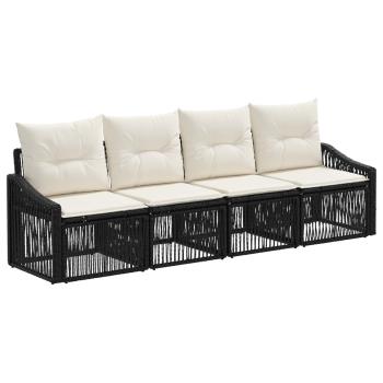Gartensofa-set 4 stk. Schwarz Poly-Rattan