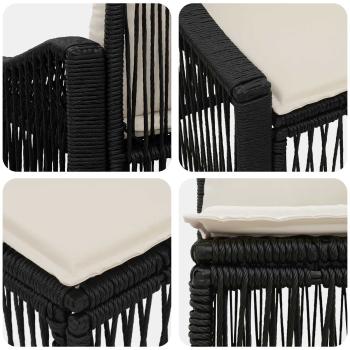 Gartensofa-set 4 stk. Schwarz Poly-Rattan