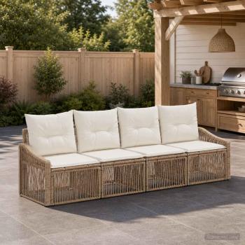 ARDEBO.de - Gartensofa-set 4 stk. Beige Poly-Rattan