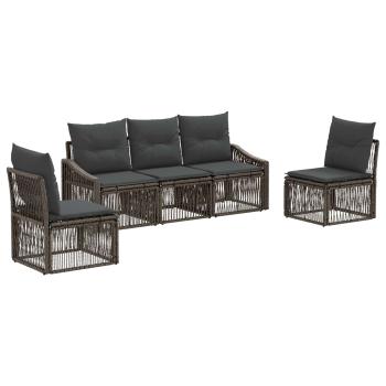 Gartensofa-set 5 stk. 5-Sitzer Grau Poly-Rattan
