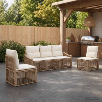 ARDEBO.de - Gartensofa-set 5 stk. Beige Poly-Rattan