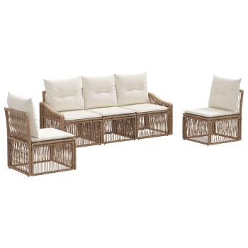 Gartensofa-set 5 stk. Beige Poly-Rattan