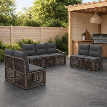 ARDEBO.de - Gartensofa-set 7 stk. Grau Poly-Rattan