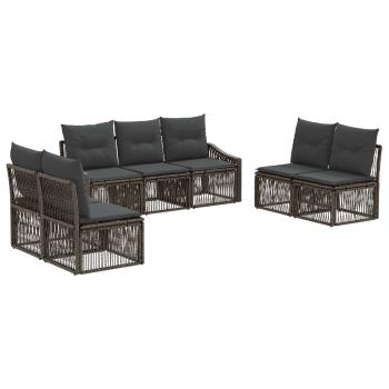 Gartensofa-set 7 stk. Grau Poly-Rattan
